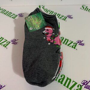 Ugly Christmas Socks Merry And Bright No Show 6 Pack Flamingo Shoe Size 4-10